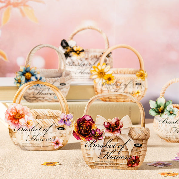 30PCS Flowers in the Basket series sticker