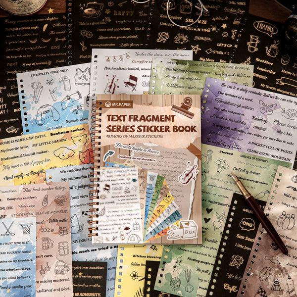 40PCS Text Fragments Series sticker book