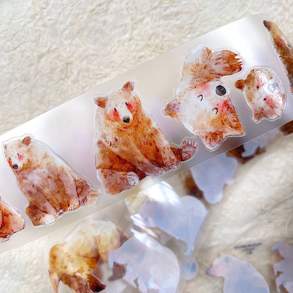 Whole Roll 4.5cm*5m Cute bear Die Cutting Washi/PET/Fog PET Tape