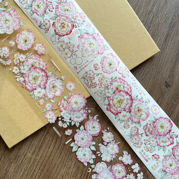 6 cm x 100 cm Rosa Blumen Washi/PET-Band