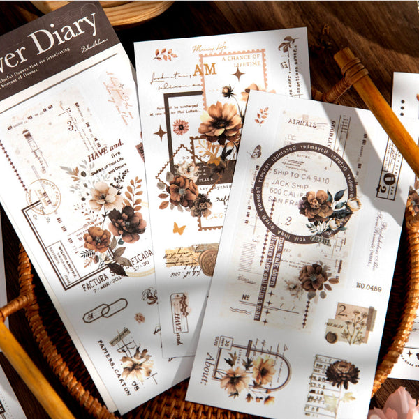 6PCS Flower Diary Series sticker