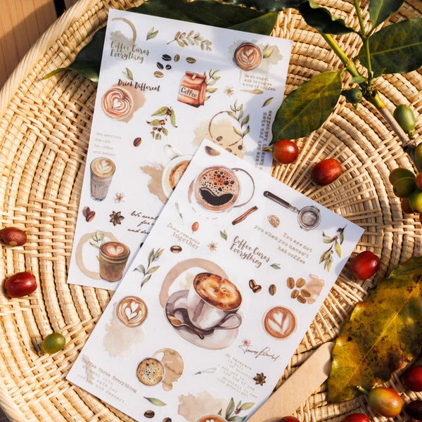 2PCS Gentle Coffee Diary series sticker