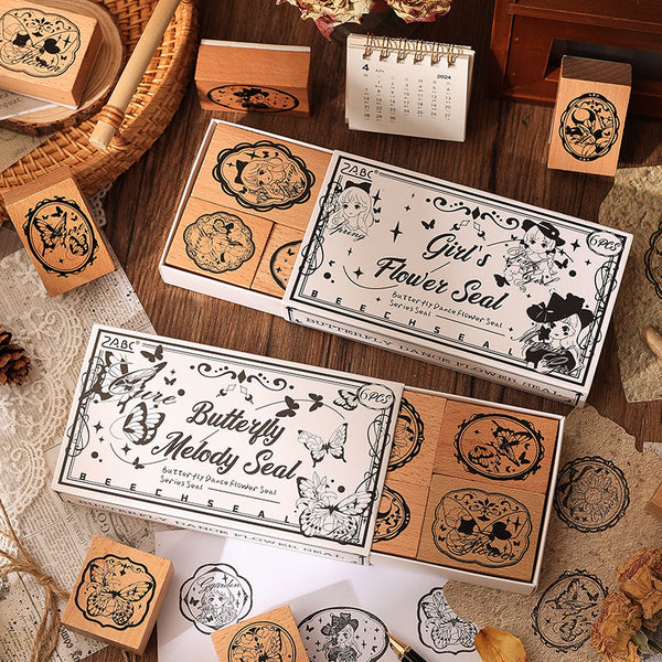 6PCS Butterfly dance print series stamp set