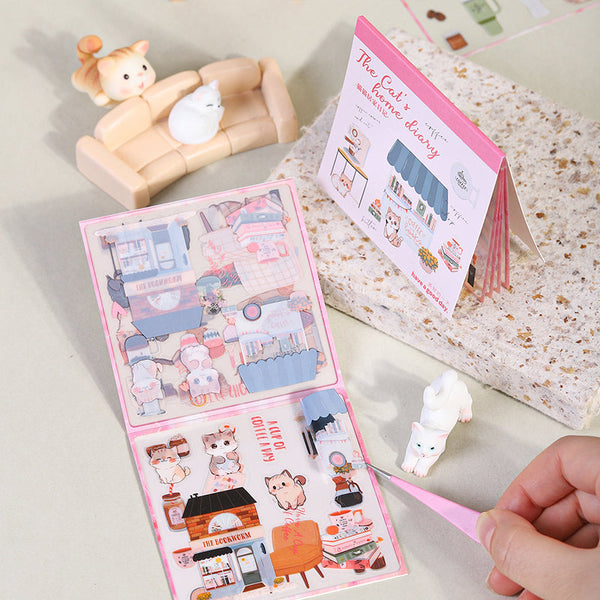 10PCS Cat's home diary series sticker book
