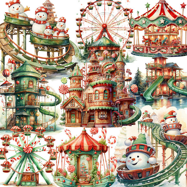 12PCS Christmas amusement park sticker