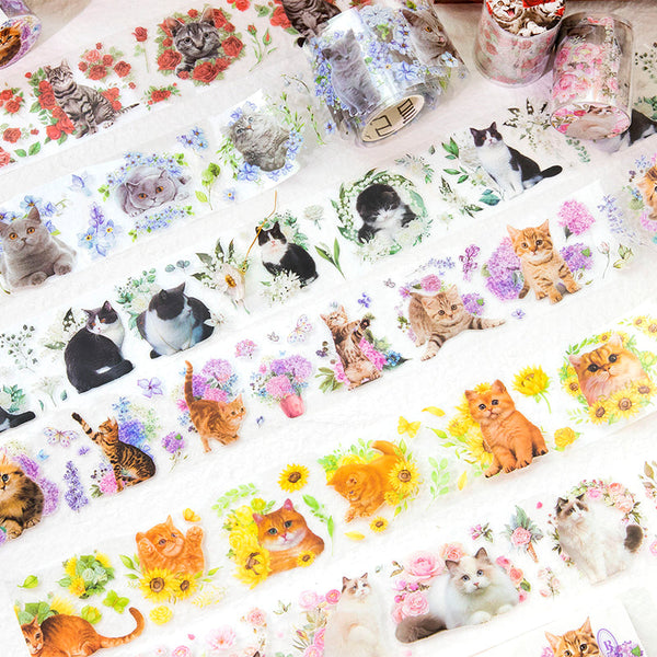 1PCS Cats and Flowers series PET tape