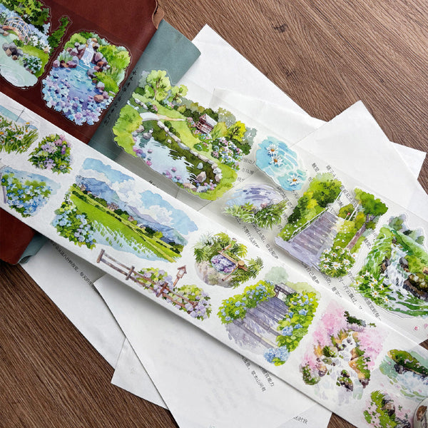 Whole Roll 7cm*5m Rural scenery Die Cutting Washi/PET/Fog PET Tape