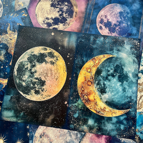 10 piezas de papel de fondo con forma de estrella y luna cósmica