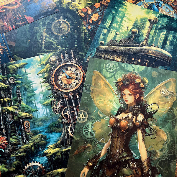 48PCS Steampunk forest elf background paper