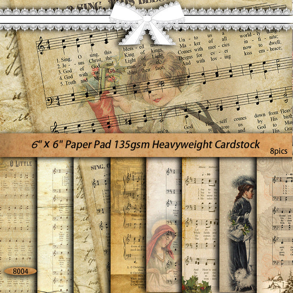 8PCS Old music sheet material paper