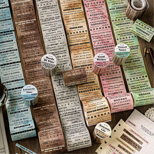 Time Words Series Die Cutting White Kraft Paper Tape