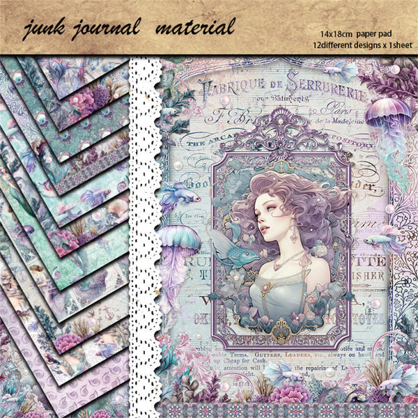12PCS Mermaid material paper