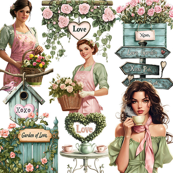 20PCS Retro country girl sticker
