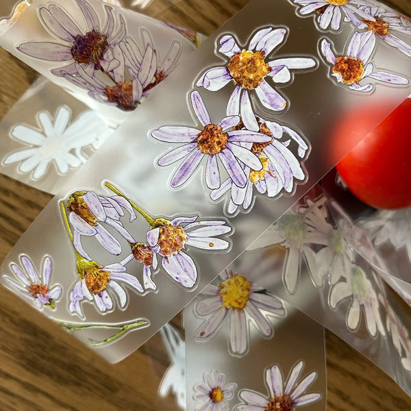 5cm*100cm Wild purple chrysanthemum Die Cutting Washi/PET/Fog PET Tape