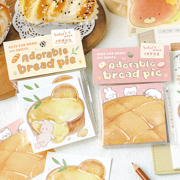 100PCS Adorable bread pie series note paper