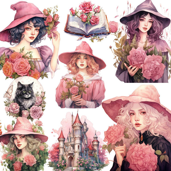 12PCS Pink Witch sticker