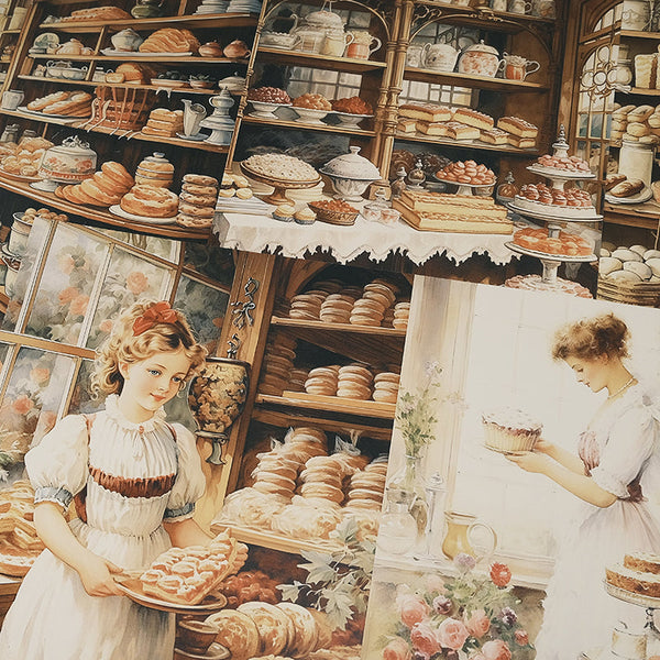 6 piezas de papel de fondo de panadería vintage