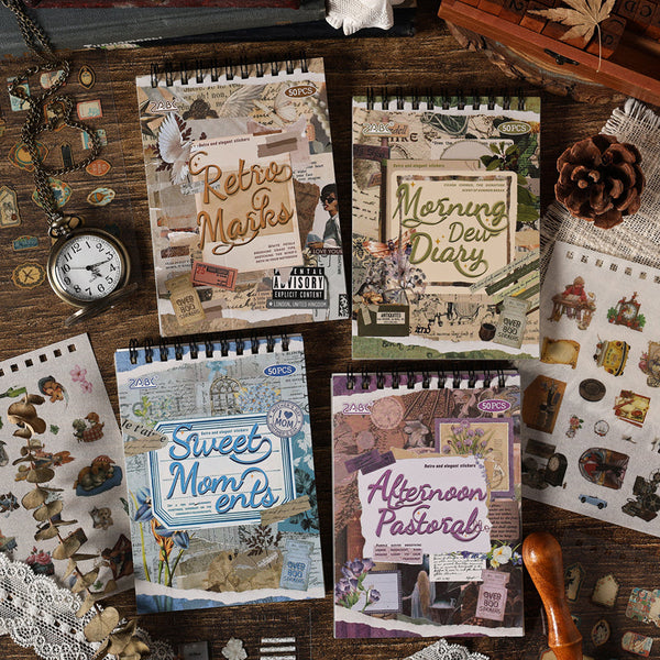 50PCS Classical Handwritten Notes series sticker book