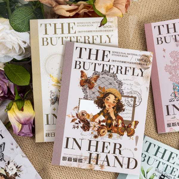 18PCS The butterfly in her hand series sticker book