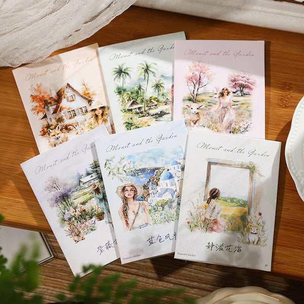 5PCS Monet & Garden series PVC Transfer sticker