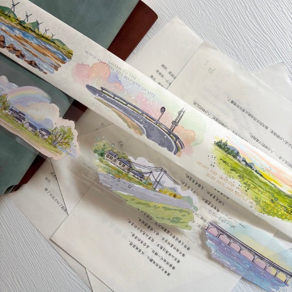 Whole Roll 5cm*5m Light wind cloud shadows Die Cutting Washi/PET Tape
