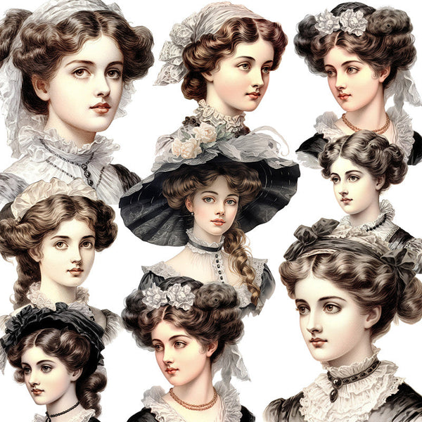 12PCS Retro aristocratic girl sticker