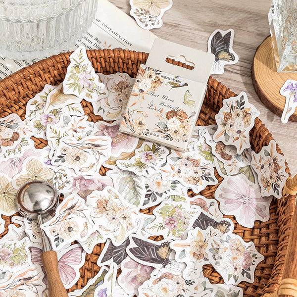 46PCS Flowers fall butterfly series sticker
