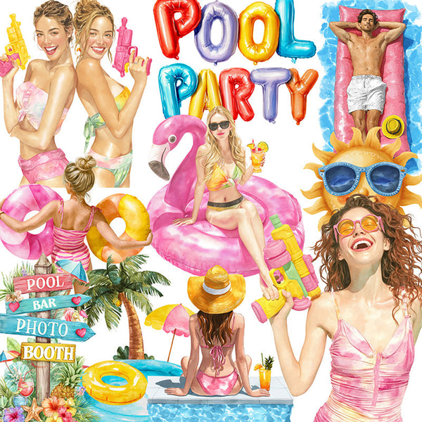 20PCS Pool party sticker