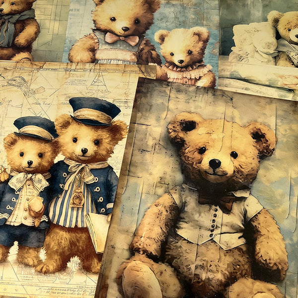 20PCS Vintage teddy bear background paper