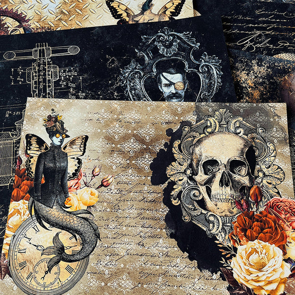 15PCS Punk Dark Skull background paper