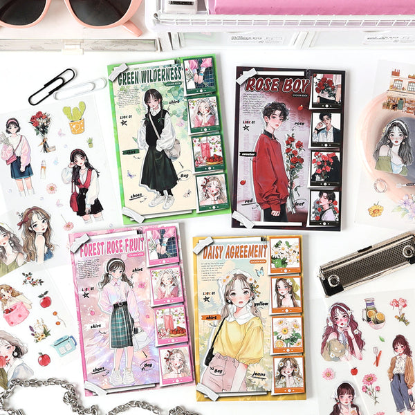 20PCS Flower Shadows Poems Series sticker book