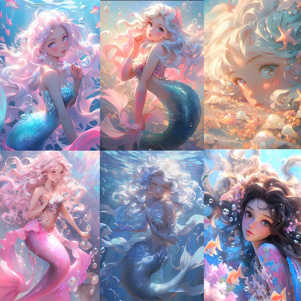 9 pegatinas de sirena de cómic