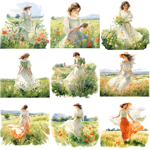 12PCS Garden girl sticker