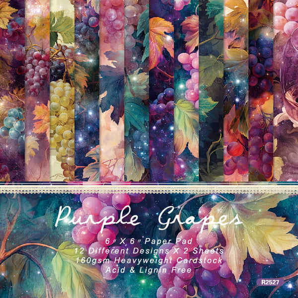 24PCS Purple Grapes background paper