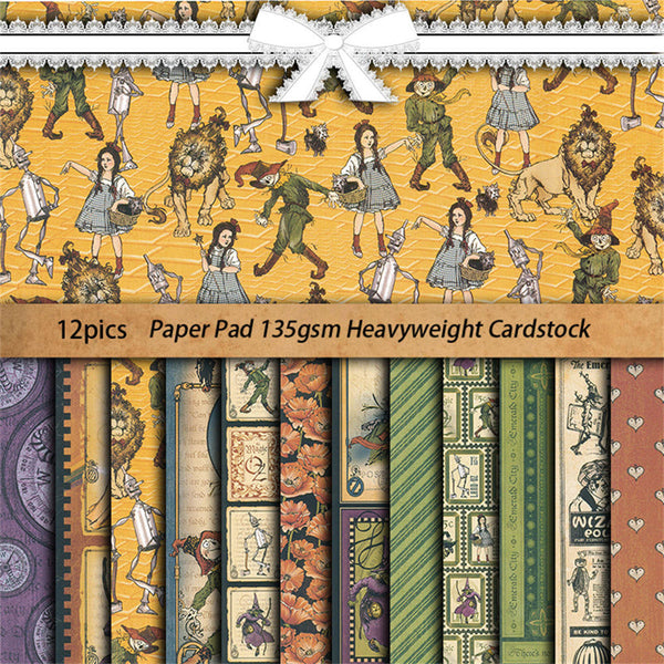 12PCS Retro circus material paper