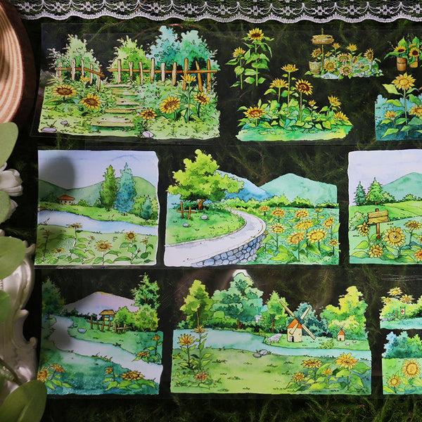 7.5cm*100cm Sunflower scenery PET Tape