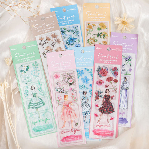 6PCS Sweet girl series sticker