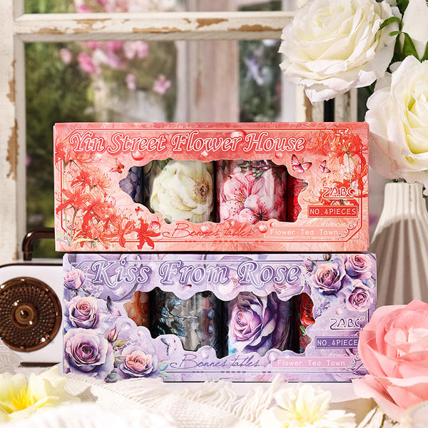 Flower Wave Tea Town Series Die Cutting PET Tape Set