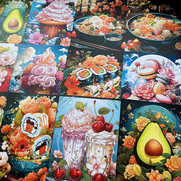 32PCS Art dessert fruit background paper