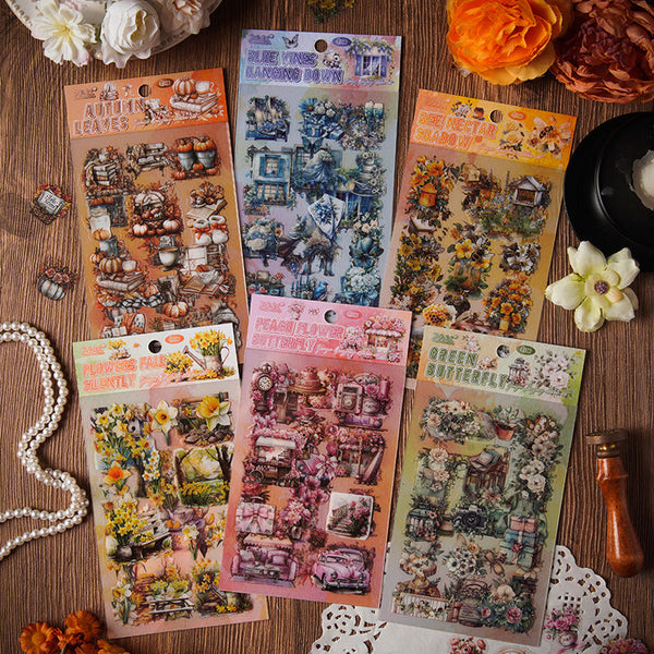4PCS Flower butterfly series sticker