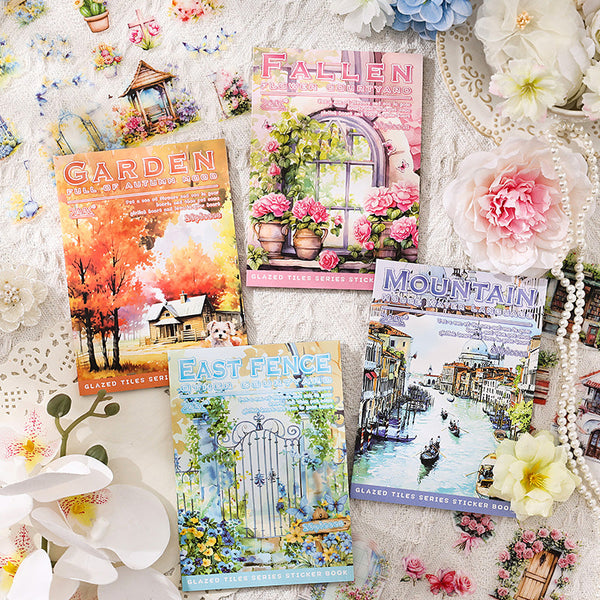 20PCS Glazed tile house series sticker book