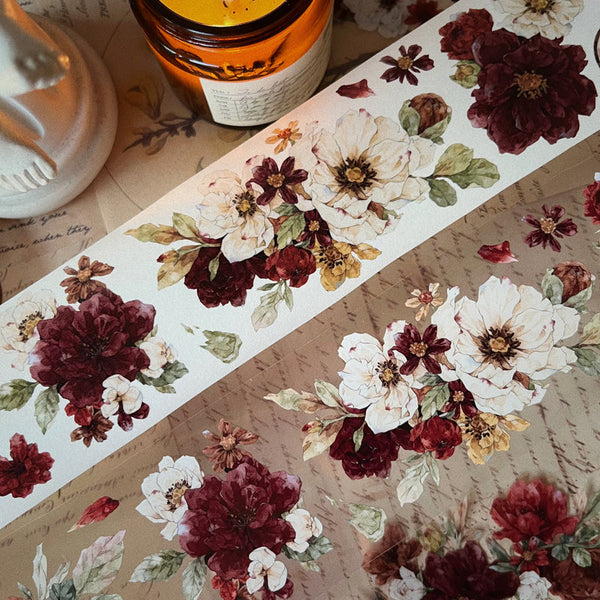 Whole Roll 5.5cm*5m Vermilion flower Washi/PET Tape