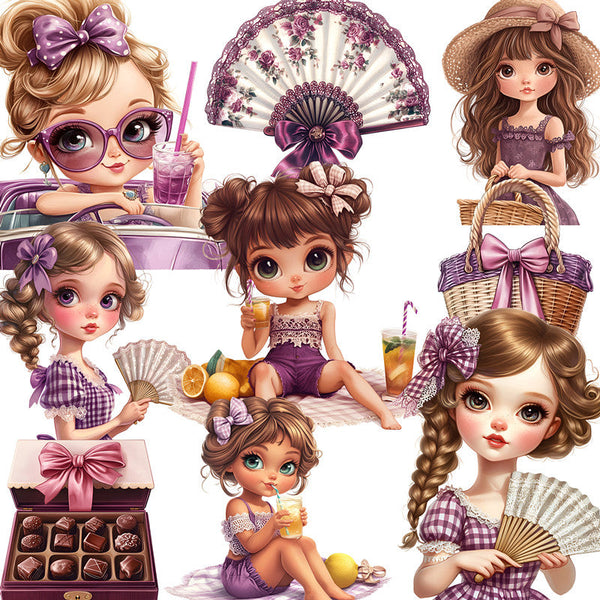 20PCS Purple girl sticker