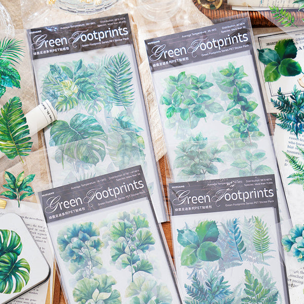 6PCS Green footprint series sticker