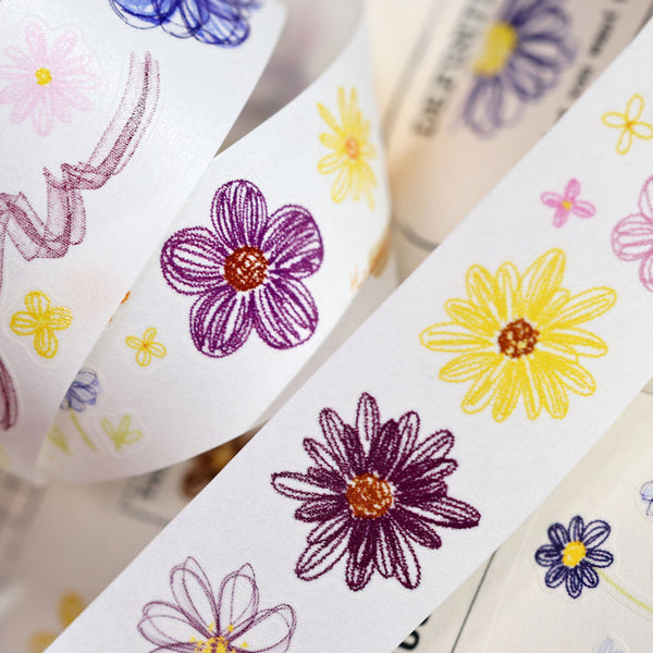 3cm*100cm Light gauze flower Die Cutting Washi/PET Tape