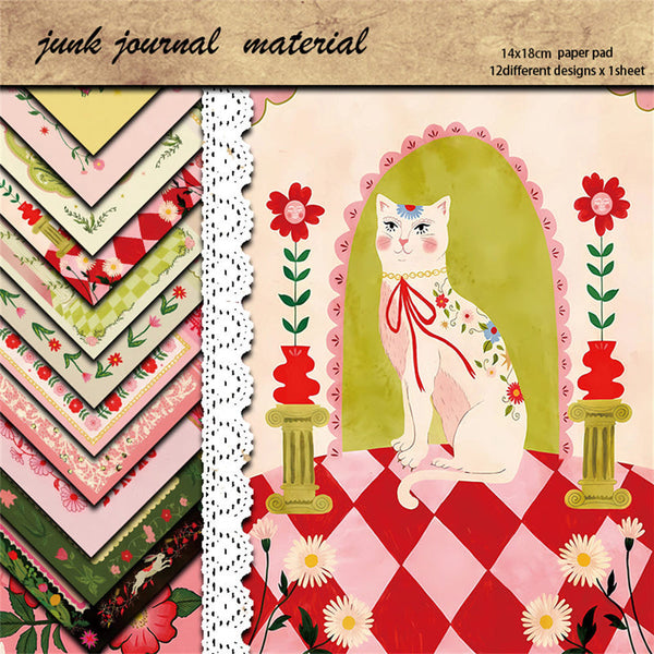 12PCS Creative illustrations material paper