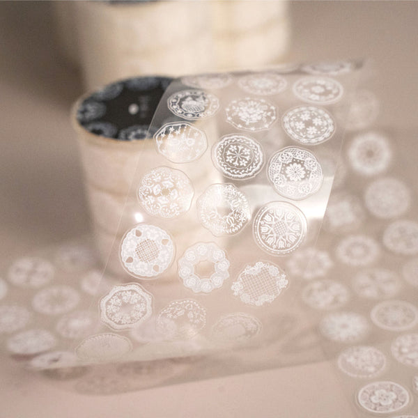 Whole Roll 4.5cm*5.25m Lace circle Die Cutting PET/Flash PET Tape