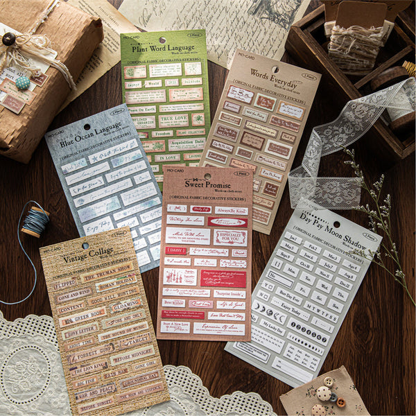 1PCS Words on cloth series sticker