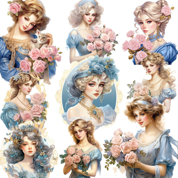 12PCS Rose Girl sticker