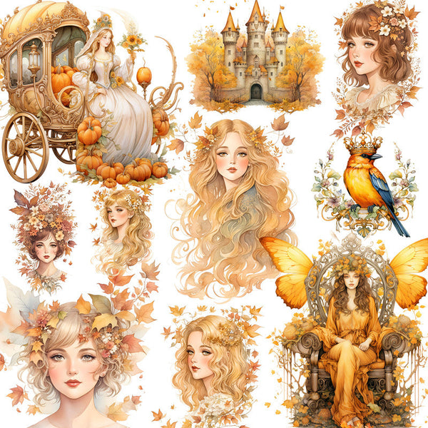 12PCS Fallen leaf girl sticker